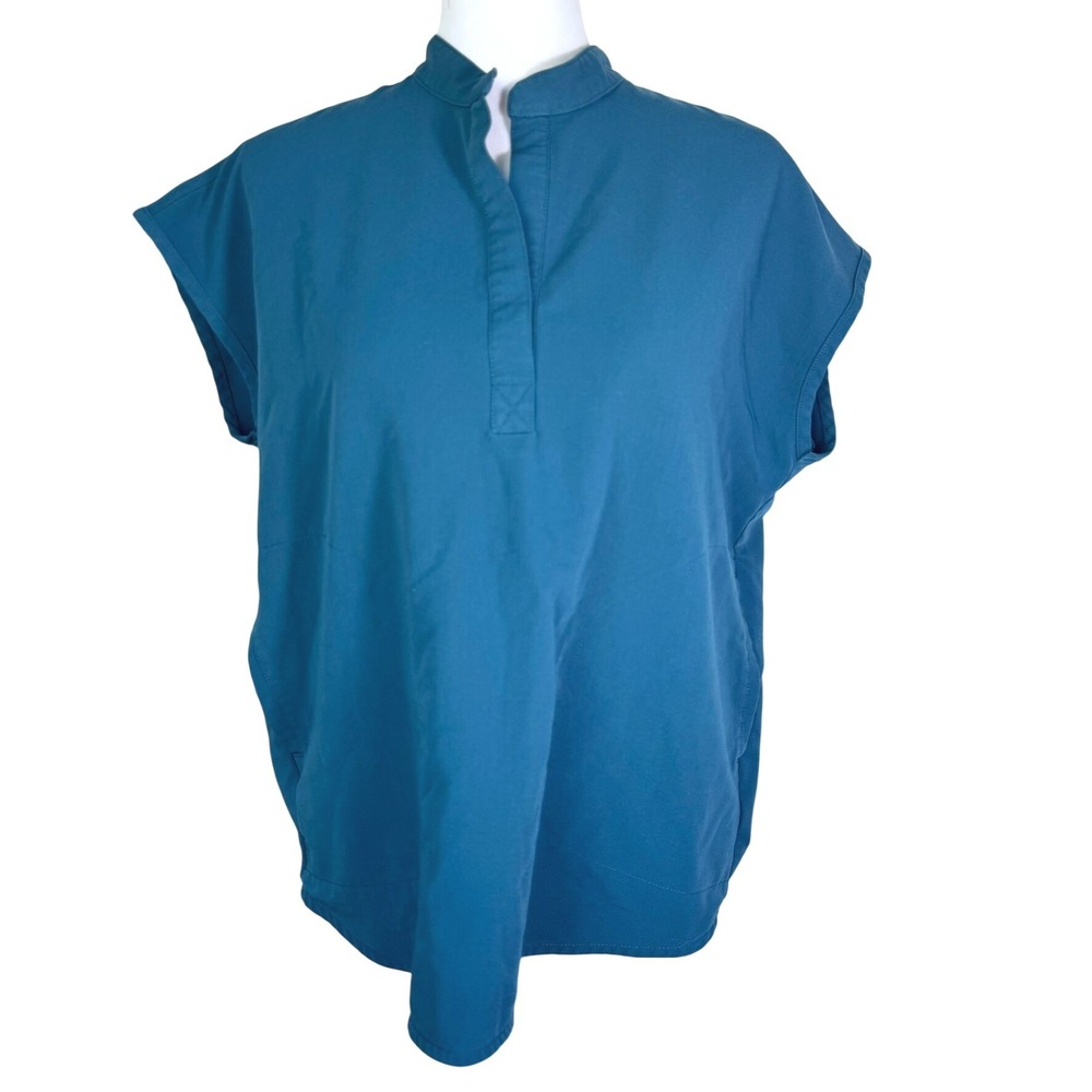 FIGS Women's Small Teal Rafaela Mandarin Collar Short Sleeve Scrub Top WXXSW1003